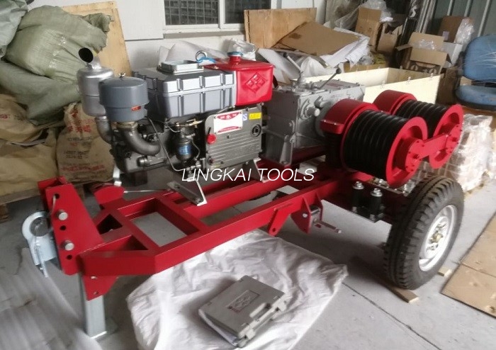 Dubbele kaapstandertrommellier 5 ton met aanhangwagen Match Honda / Yamaha benzinemotor